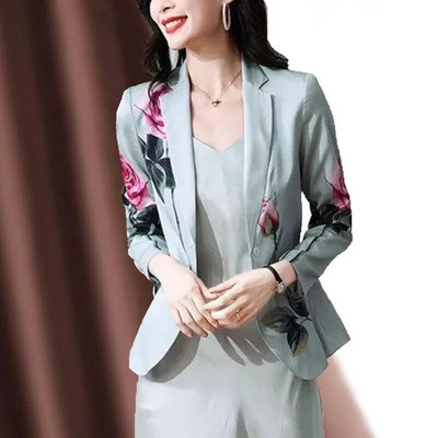 2023 stil chinezesc de primăvară moda femeie cu mânecă lungă jachetă pentru femeie nou temperament subțire costum mic cu imprimeu blazer subțire