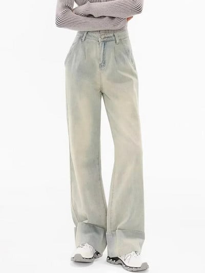 UETEEY amerikai retro, magas derekú farmer széles lábú, bő nadrág Streetwear nadrág Y2k Fashion 2023 alkalmi farmer nadrág, anya farmer
