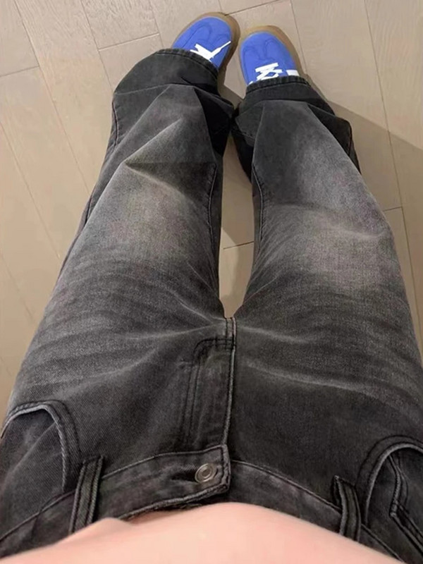 Baggy farmer női magas derekú farmer divatgombos teljes hosszúságú, széles szárú farmernadrág 2023. őszi mosott vintage egyenes nadrág