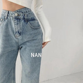 Design értelme keresztben derék egyenes farmer női tavaszi nyári magas derekú farmer drop floor nadrág nadrág