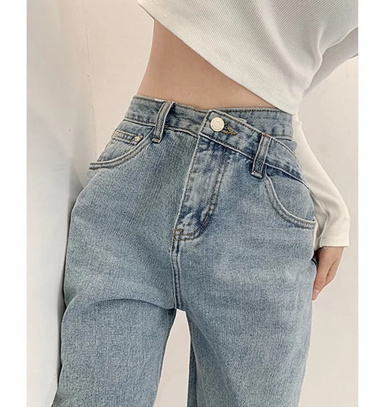 Design értelme keresztben derék egyenes farmer női tavaszi nyári magas derekú farmer drop floor nadrág nadrág