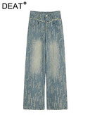 DEAT Ženske traperice visokog struka Poderane Grasp The Grain Distressed Straight široke traper hlače 2024. Nova moda za proljeće 29L6778