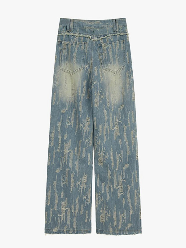 DEAT Ženske traperice visokog struka Poderane Grasp The Grain Distressed Straight široke traper hlače 2024. Nova moda za proljeće 29L6778