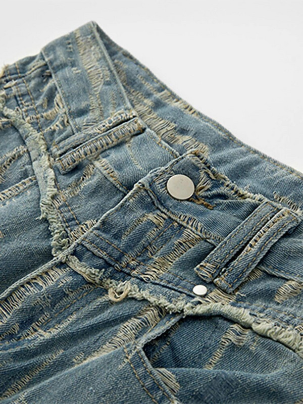 DEAT Ženske traperice visokog struka Poderane Grasp The Grain Distressed Straight široke traper hlače 2024. Nova moda za proljeće 29L6778