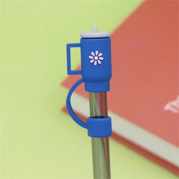 Капак за накрайници за сламки Силиконови капаци за сламки за многократна употреба Цветни капачки за сламки за пиене за 6-8 mm противопрахови накрайници за сламки Тапи