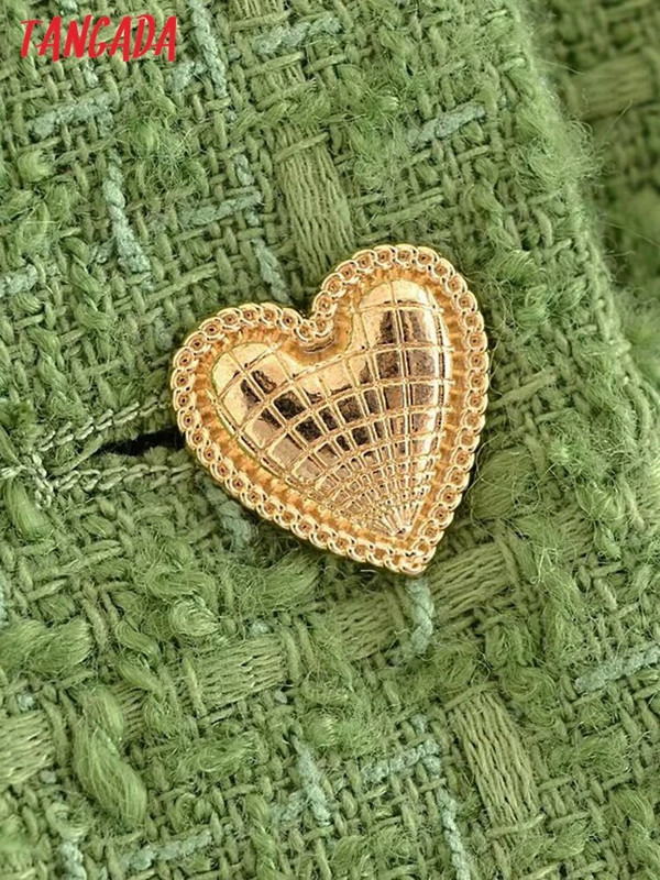 2023 m. Tangada Moterų storas šiltas tvido kostiumo paltas su širdelėmis sagos ilgomis rankovėmis moteriškas švarkas, viršutiniai drabužiai 6P64