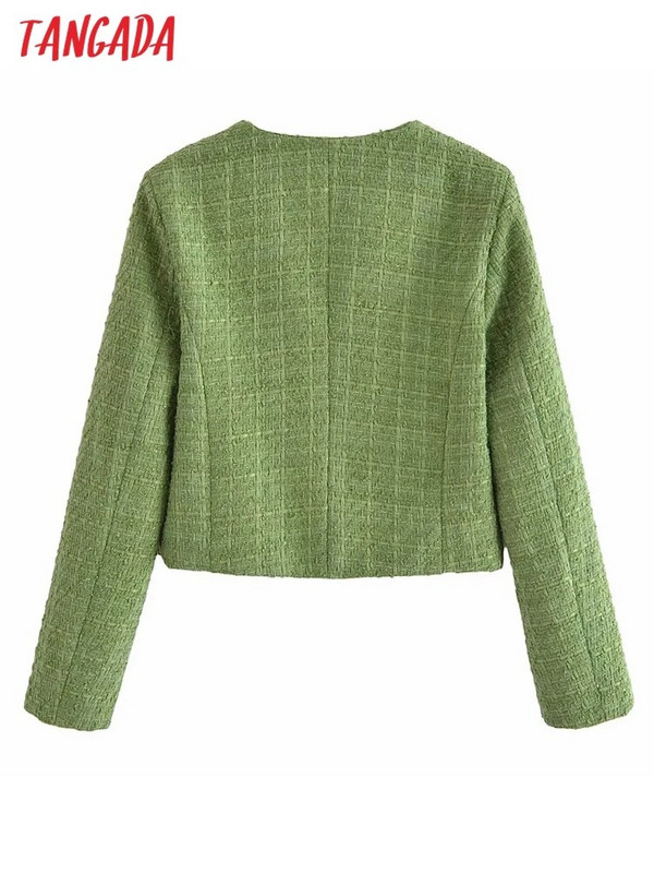 2023 m. Tangada Moterų storas šiltas tvido kostiumo paltas su širdelėmis sagos ilgomis rankovėmis moteriškas švarkas, viršutiniai drabužiai 6P64