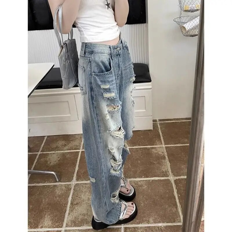 2023. aasta hädas teksad naistele, uus retrovärvi blokeeriv disain, kõrge vöökohaga salendavad laia säärega mopipüksid y2k teksad traf