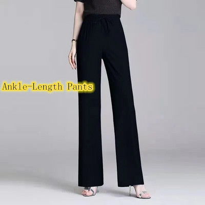 Hlače širokih nogavica od trapera Ice Silk Ženske ljetne tanke matične traperice Ravne hlače s elastičnim visokim strukom Ženske hlače do gležnja