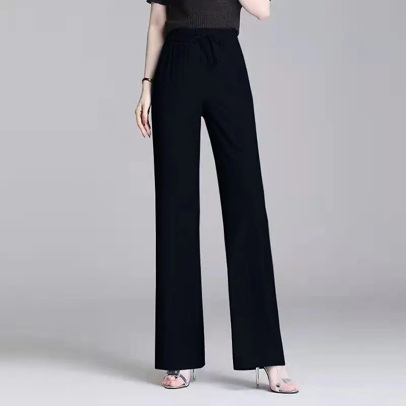 Hlače širokih nogavica od trapera Ice Silk Ženske ljetne tanke matične traperice Ravne hlače s elastičnim visokim strukom Ženske hlače do gležnja