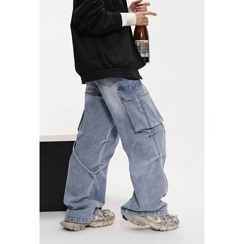 Ženske retro traper hlače širokih nogavica u ležernom stilu, vintage široke traperice visokog struka, proljetne modne Harajuku hlače 2024.