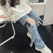 Farmer női tavaszi új Y2k 2000-es évek levehető Harajuku Vintage Pantalones De Mujer magas derekú, egyszínű design elegáns női nadrág