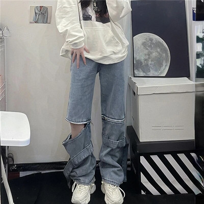 Farmer női tavaszi új Y2k 2000-es évek levehető Harajuku Vintage Pantalones De Mujer magas derekú, egyszínű design elegáns női nadrág