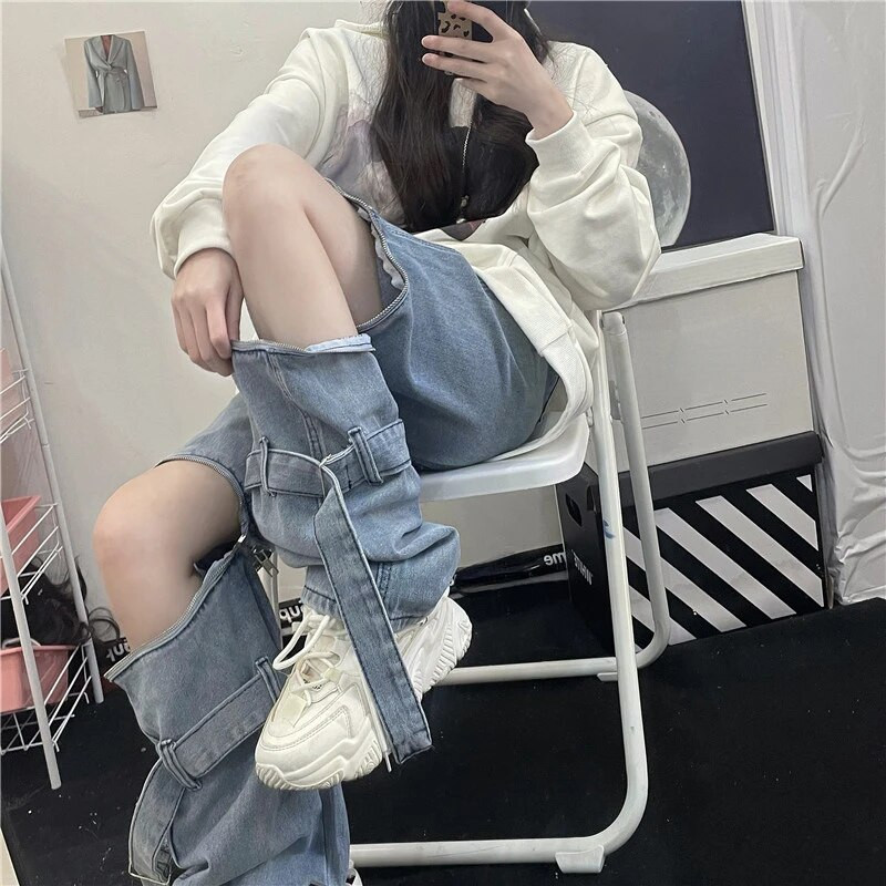 Farmer női tavaszi új Y2k 2000-es évek levehető Harajuku Vintage Pantalones De Mujer magas derekú, egyszínű design elegáns női nadrág