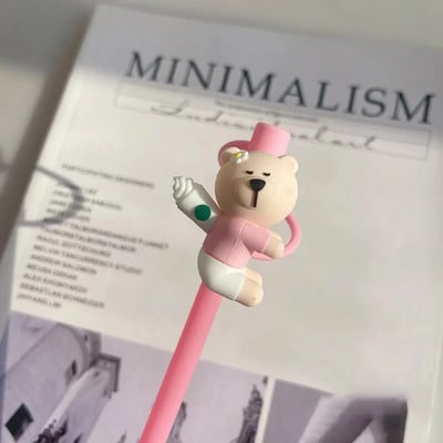 Aranyos medve szalmatakaró porvédő sapka szilikon Kawaii cseresznye szalmafedő pohárhoz rózsaszín ivóbáj dekortakaró 7-8 mm-es szívószálhoz