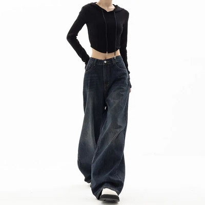 Y2K Vintage magas derekú Harajuku laza farmer nadrág koreai divat női grunge széles szárú túlméretezett farmer nadrág női ruhák