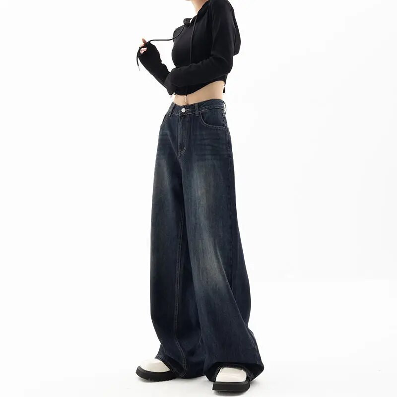 Y2K Vintage magas derekú Harajuku laza farmer nadrág koreai divat női grunge széles szárú túlméretezett farmer nadrág női ruhák