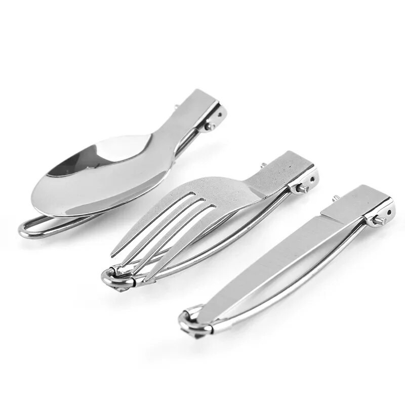 Hosszú edények összecsukható kés kanál rozsdamentes acél edénykészlet kombinált Spork villa evőeszköz étkészlet evőeszköz piknik tábor hátizsák