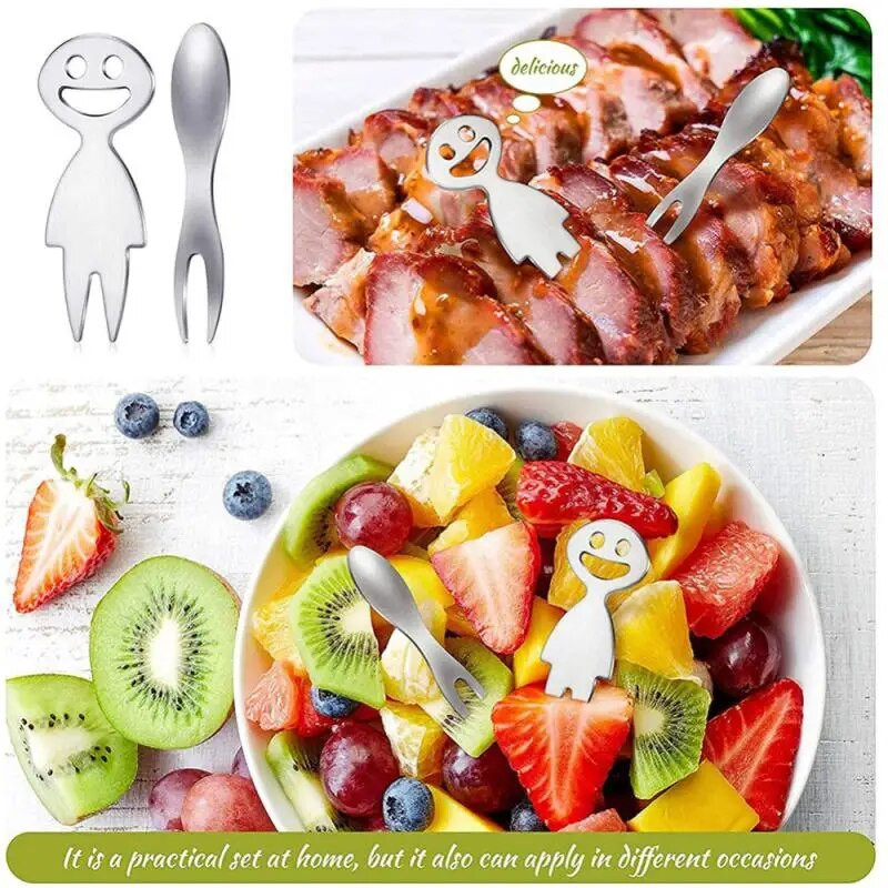 Rozsdamentes acél gyümölcsvilla karikatúra gyerekeknek snack sütemény desszert étel gyümölcs csákány fogpiszkáló Bento ebédek party dekoráció étkészlet
