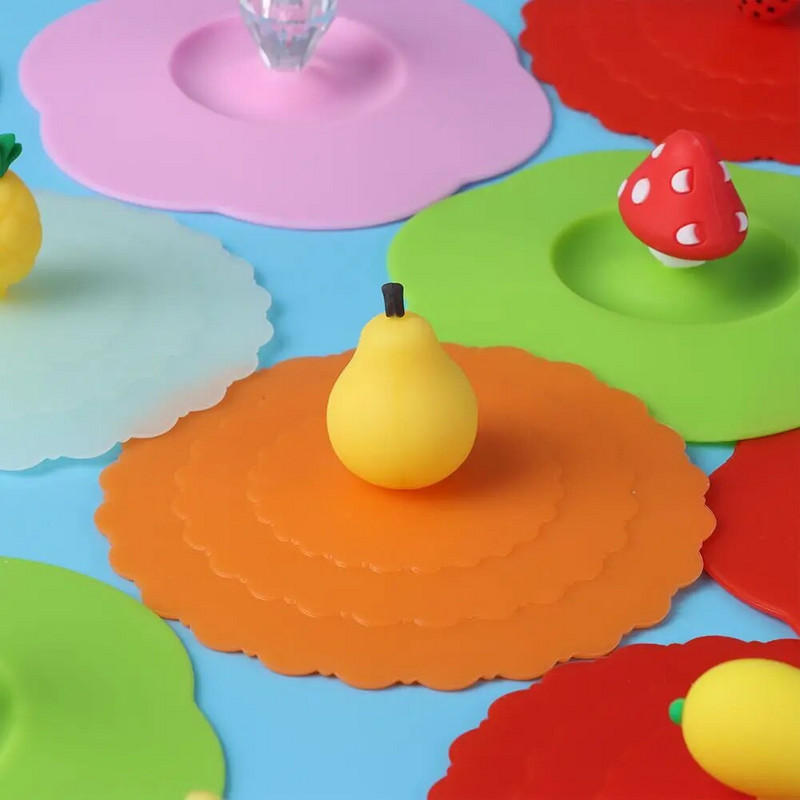 Szilikon csésze fedél Nem mérgező kerek, univerzális vizes csésze fedél Porálló kávésbögre lezárt kupak kanáltartóval, hőálló fedéllel