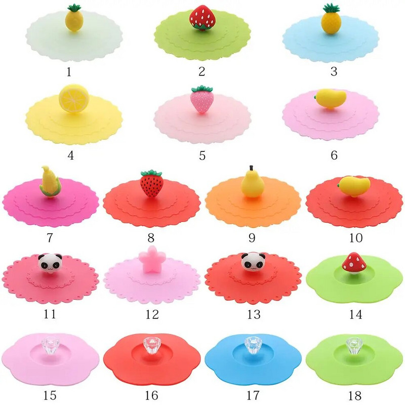 Szilikon csésze fedél Nem mérgező kerek, univerzális vizes csésze fedél Porálló kávésbögre lezárt kupak kanáltartóval, hőálló fedéllel