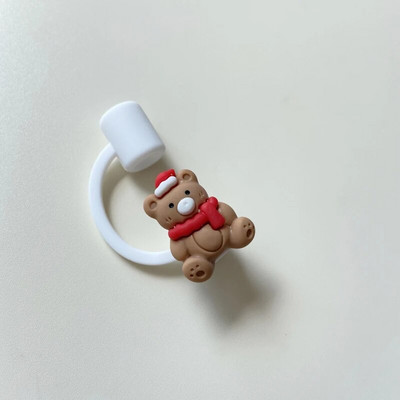 Kawaii božićni slamnati vrh Silikonski božićni slamnati vrhovi za čašu za piće, šarm, ukrasni poklopac za slamke od 7-8 cm 1 kom.
