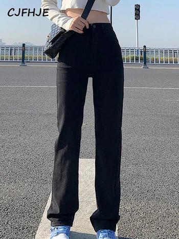 CJFHJE Skinny New High Waist Straight Black Jeans Women Vintage Blue Classic Boyfriend High Street Long Length Denim Pants Lady