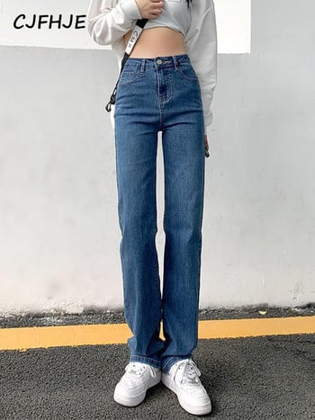 CJFHJE Skinny New High Waist Straight Black Jeans Women Vintage Blue Classic Boyfriend High Street Long Length Denim Pants Lady