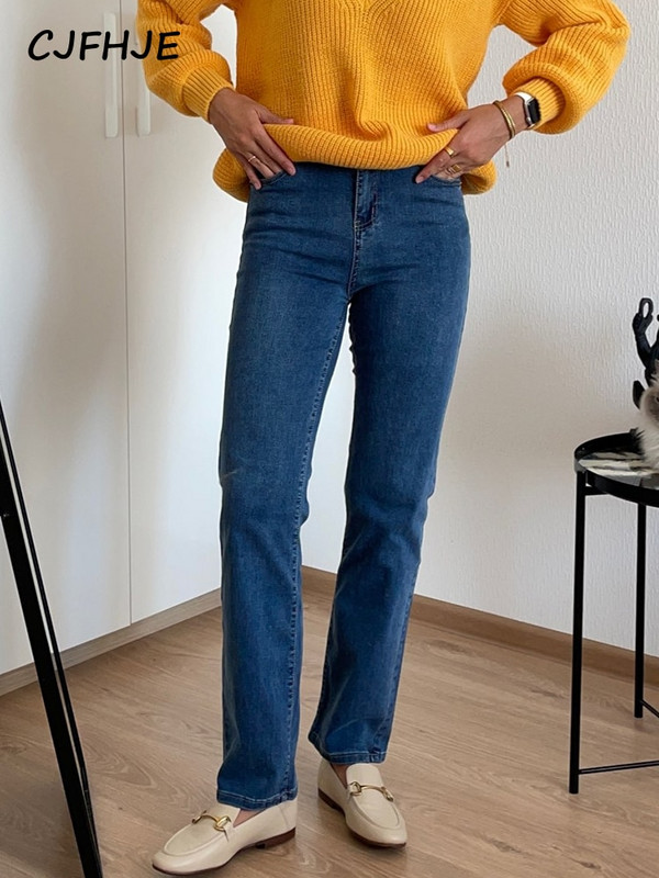 CJFHJE Skinny Νέο ψηλόμεσο ίσιο μαύρο τζιν Γυναικείο Vintage μπλε Classic Boyfriend Παντελόνι τζιν σε όλο το δρόμο Lady