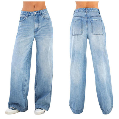 Blugi largi Femei cu talie înaltă Blugi pentru mama Pantaloni evazați Denim, drepti, largi, toamnă 2023, îmbrăcăminte lungă, pantaloni slim, capris
