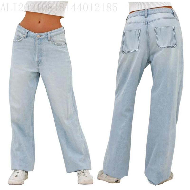 Vrećaste traperice Ženske traperice Mom Jeans visokog struka Ravne široke traper hlače Jesen 2023. Duge ulične hlače uskog kroja Capri