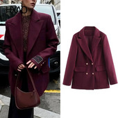 HXAO sako jakna Ženski luksuzni sako po mjeri Vuneni vintage sako Top s dugim rukavima na rever Jesenski ženski elegantni sakoi