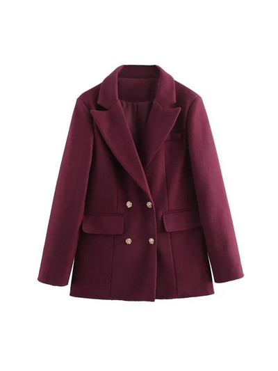 HXAO sako jakna Ženski luksuzni sako po mjeri Vuneni vintage sako Top s dugim rukavima na rever Jesenski ženski elegantni sakoi