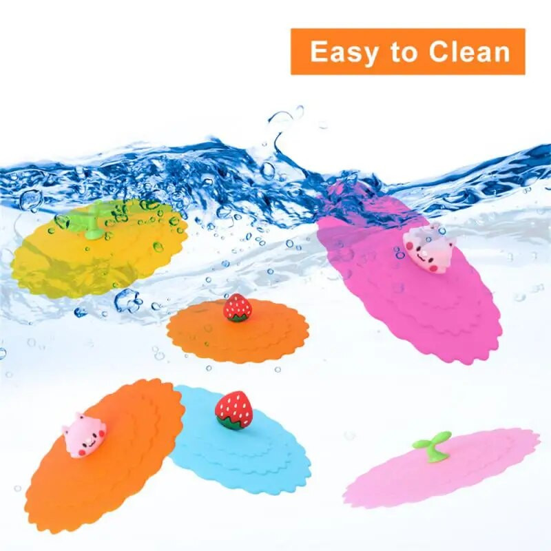 Rajzfilm szilikon csésze fedél Szivárgás- és porálló teáscsésze fedél Újrafelhasználható vizespohár zárófedél Frissen tartó fedők csészetartozékok