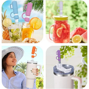 Νέα βύσματα Cartoon Cover Silicone Straw Topper Proof επαναχρησιμοποιήσιμα καπάκια πόσης 10mm για 30&40 Oz/Stanleys/Αξεσουάρ για φλιτζάνια/Μπάρ