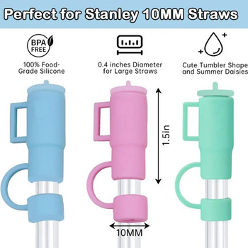 Νέα βύσματα Cartoon Cover Silicone Straw Topper Proof επαναχρησιμοποιήσιμα καπάκια πόσης 10mm για 30&40 Oz/Stanleys/Αξεσουάρ για φλιτζάνια/Μπάρ