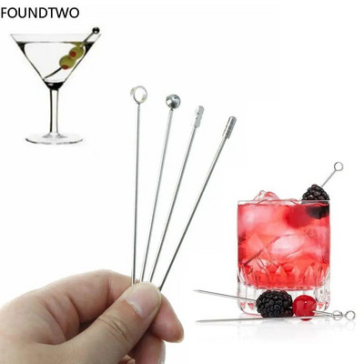 Bețișoare de cocktail din oțel inoxidabil Batoane de fructe Picături reutilizabile pentru băuturi Picături pentru Martini Scobitori pentru băuturi