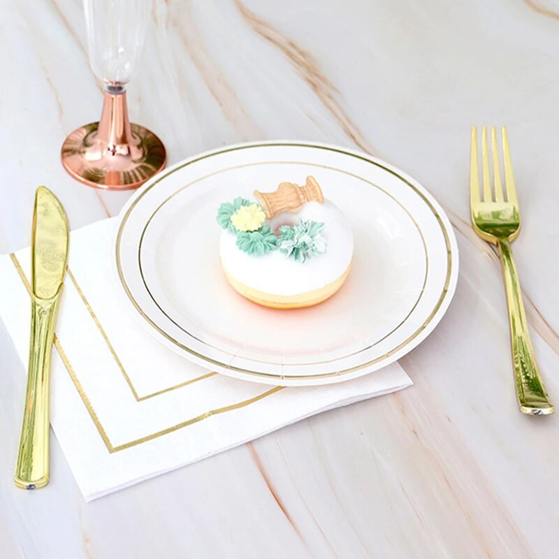 20 komada posuđa za jednokratnu upotrebu Zlatno ružičasto zlatno srebrno Plastični nož Vilica Žlica Rođendan Vjenčanje Rođendanska zabava Pribor za bankete
