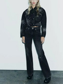 2023 νέο φθινόπωρο και χειμώνα γυναικείο ίσιο παντελόνι ιστός αράχνης φωτεινό διακοσμητικό ψηλόμεσο φαρδύ τζιν 