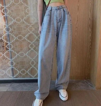 Nove proljetne modne traperice Ženske hlače Široke lege traper hlače Vintage Streetwear Ružičaste ravne ležerne hlače Jean Femme