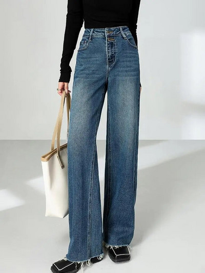 ZHISILAO Νέο ίσιο ψηλόμεσο τζιν Γυναικείο Κλασικό μπλε φαρδύ παντελόνι τζιν Streetwear 2023