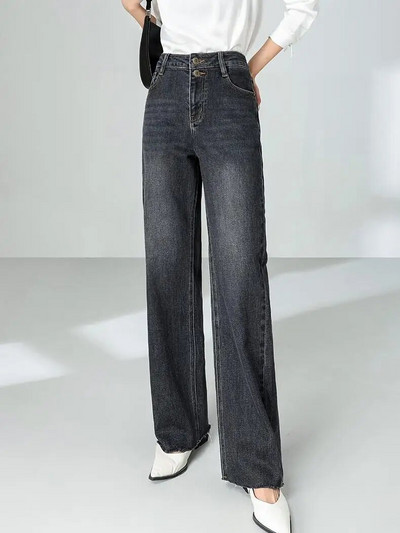 ZHISILAO Νέο ίσιο ψηλόμεσο τζιν Γυναικείο Κλασικό μπλε φαρδύ παντελόνι τζιν Streetwear 2023