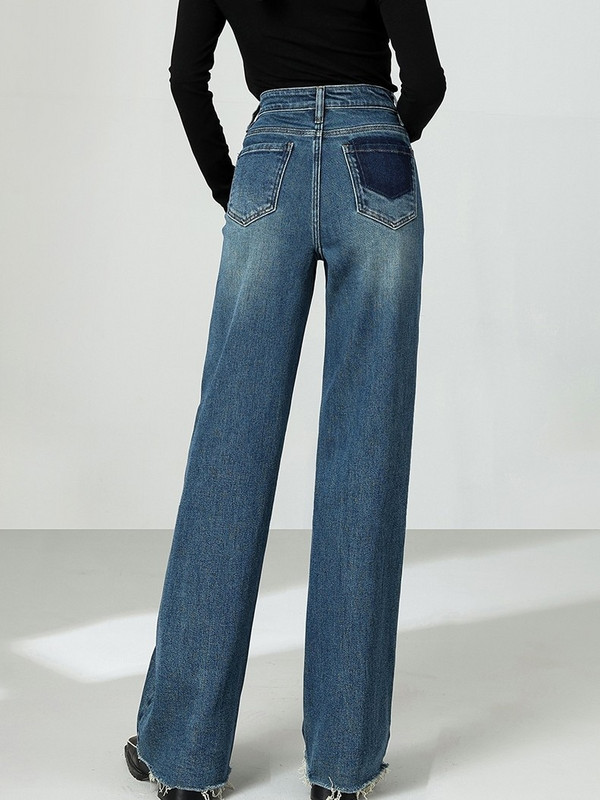 ZHISILAO Νέο ίσιο ψηλόμεσο τζιν Γυναικείο Κλασικό μπλε φαρδύ παντελόνι τζιν Streetwear 2023