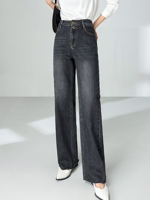 ZHISILAO Νέο ίσιο ψηλόμεσο τζιν Γυναικείο Κλασικό μπλε φαρδύ παντελόνι τζιν Streetwear 2023