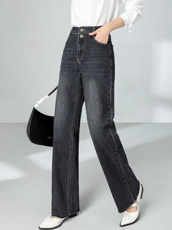 ZHISILAO Νέο ίσιο ψηλόμεσο τζιν Γυναικείο Κλασικό μπλε φαρδύ παντελόνι τζιν Streetwear 2023