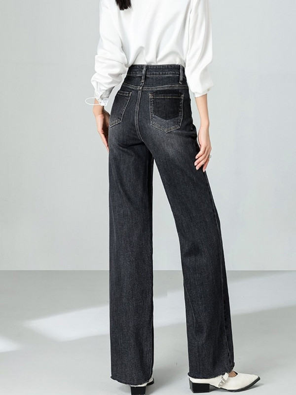 ZHISILAO Νέο ίσιο ψηλόμεσο τζιν Γυναικείο Κλασικό μπλε φαρδύ παντελόνι τζιν Streetwear 2023