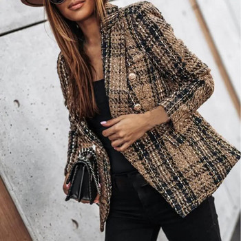 Практично есенно сако, устойчиво на разкъсване, стилно вълнено зимно дамско палто с модерен дизайн