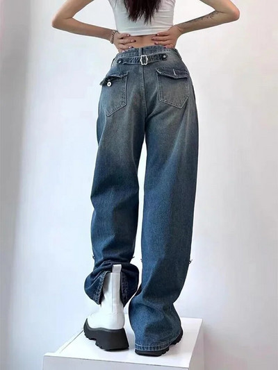 Y2K Streetwear Baggy Jeans Ženske vintage traperice s visokim strukom Ravne traper hlače širokih nogavica Korejske Harajuku Hlače za brisanje Proljetno novo