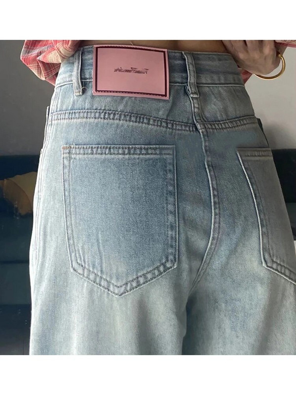 Mărimea S-5XL Blugi albastru deschis femei primăvară toamnă modă talie înaltă pantaloni drepti largi din denim pantaloni supradimensionați cu picioare largi Pantaloni