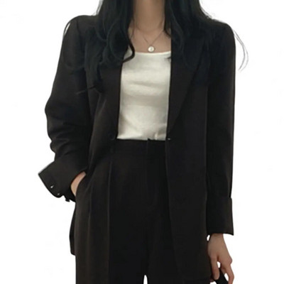 Žensko proljetno-jesensko odijelo Kaput s reverom dugih rukava Ženski blejzer s preklopnim džepovima Jednobojni široki kroj Ležerna ženska radna odjeća sakoa